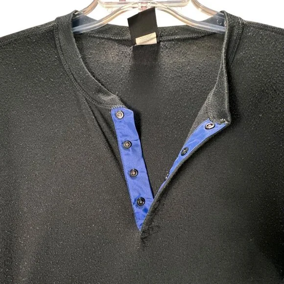 Vtg Patagonia Capilene Black Henley Shirt Snap Large Base Layer Long Sleeve USA - Picture 2 of 9